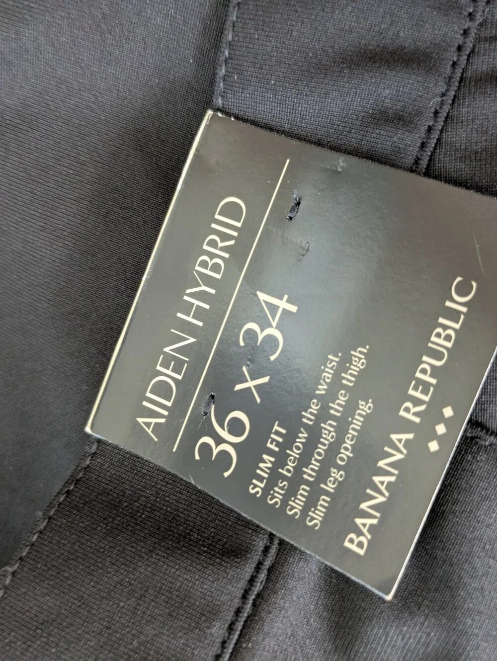 NWT Banana Republic Pants Men 36X34 Black Aiden Hybrid Slim Fit Performance